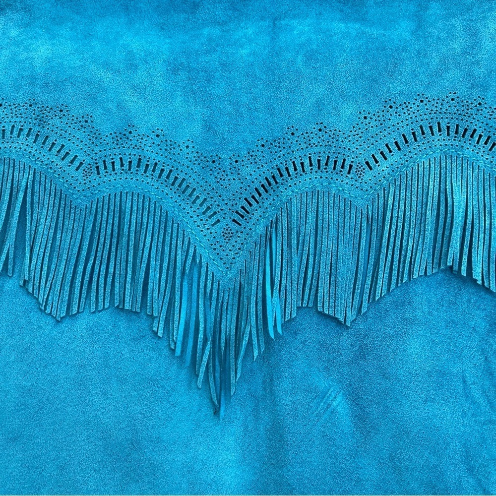 Chico's Leather Jacket Womens Medium Turquoise Western Cowgirl rodeo - Picture 7 of 10